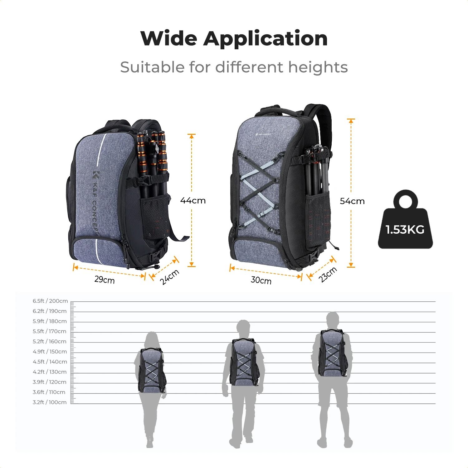 K and F Concept Large Camera Backpack 25L 32L with Laptop Sleeve Tripod Strap and Rain Cover