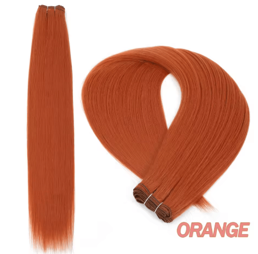 32-Inch Ombre Straight Synthetic Hair Bundle, 200g High-Temperature Fiber (27/613, Brown, Grey, M618)