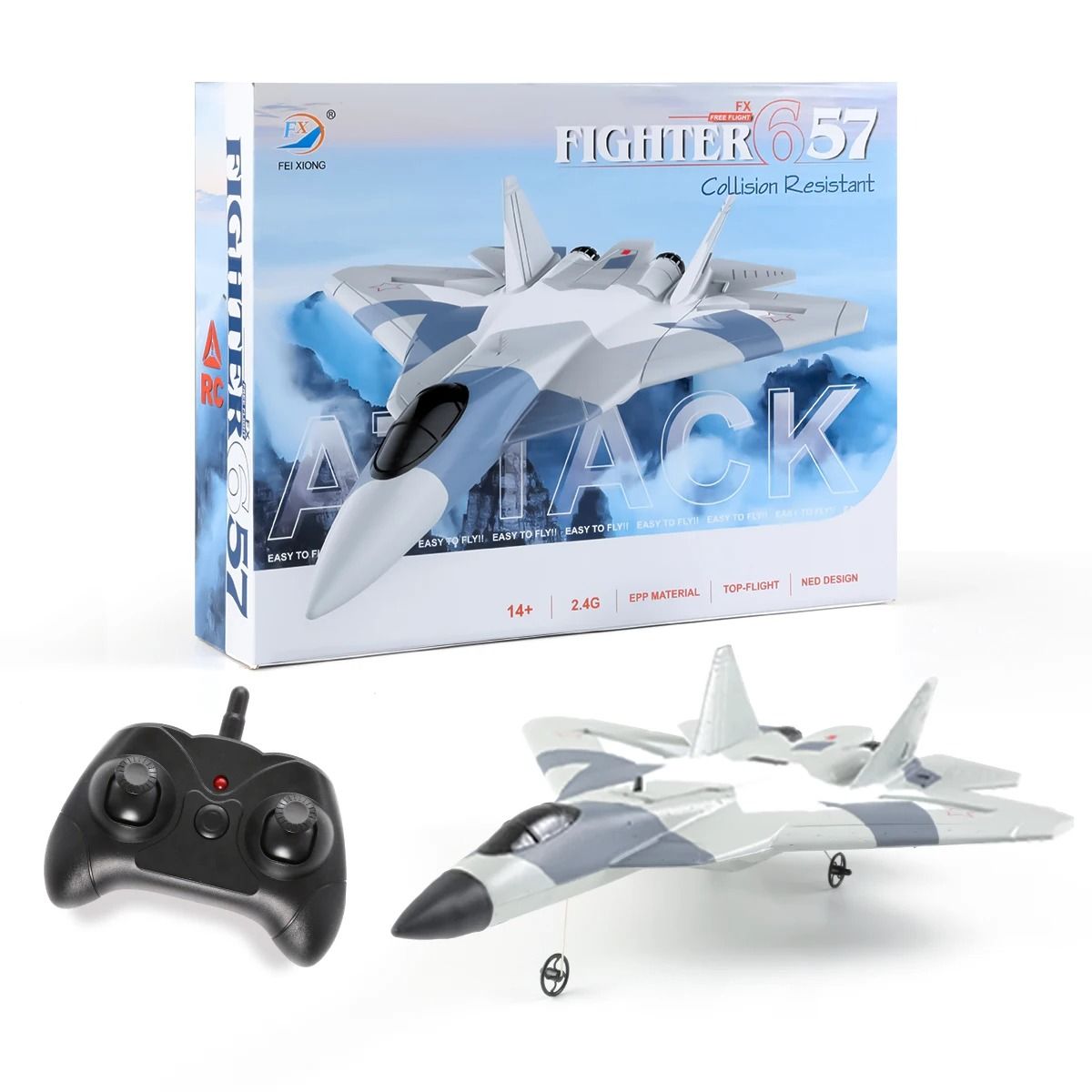 RC Foam SU-35 Fighter Jet Glider with Remote Control and LED Lights