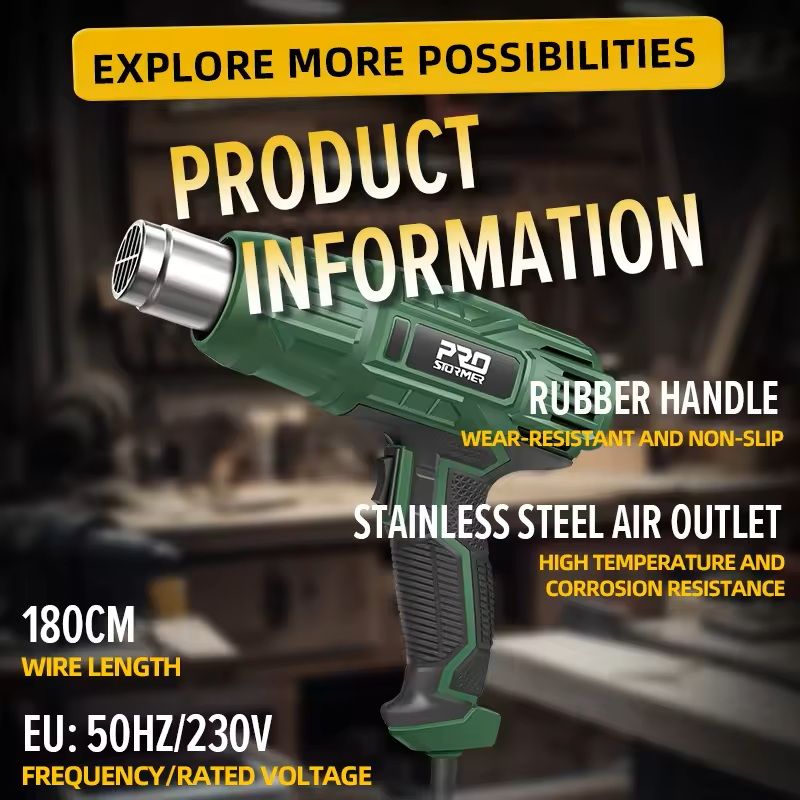 Electric Heat Gun with Adjustable Temperature and Nozzle Attachments