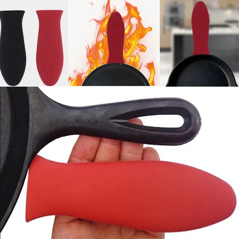 Heat Resistant Silicone Pot Handle Sleeve, Anti-Slip Cast Iron Cookware Handle Protection