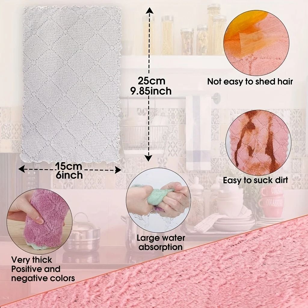 Microfiber Dish Cloths Double Sided Cleaning Rags Multi Purpose Kitchen Dishwashing Towels 10 pcs