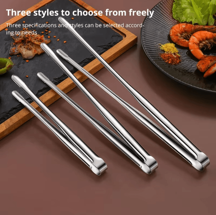 304 Stainless Steel Grill Tongs – Heavy-Duty BBQ Meat Clip for Cooking & Camping
