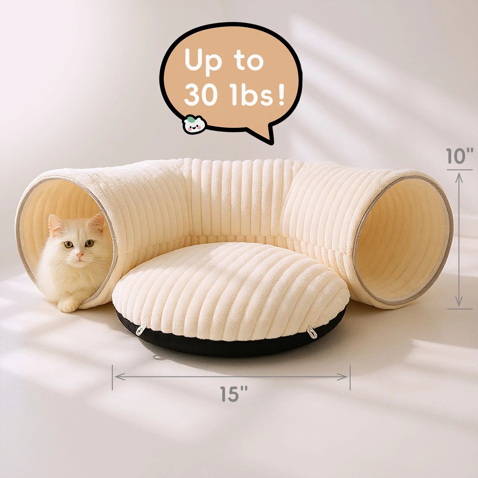 Plush Cat Tunnel Bed with Toys