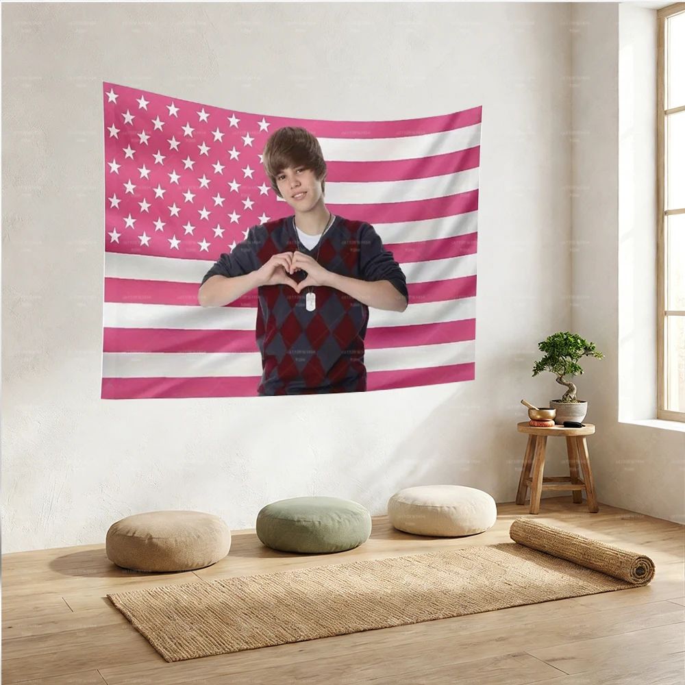 Justin Bieber American Flag Wall Banner
