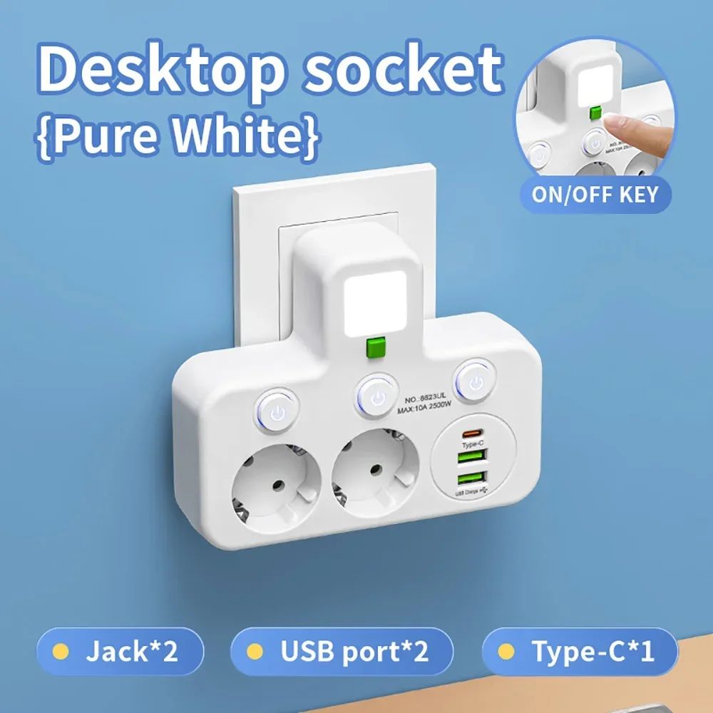 EU 4-Socket Wall Power Outlet