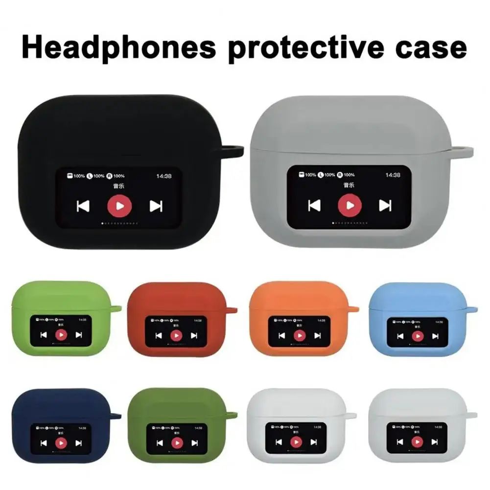 Silicone AirPods Case Cover with Screen Window, Shockproof Wireless Earbuds Charging Case Protector, Anti-Scratch Shell