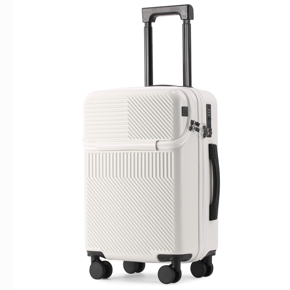 Stylish Business Carry-On Luggage with Cup Holder, Compact Lightweight Suitcase