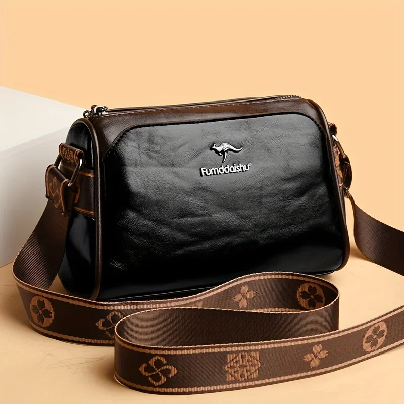 Elegant Water-Resistant Crossbody Handbag with Adjustable Strap & Zipper Closure