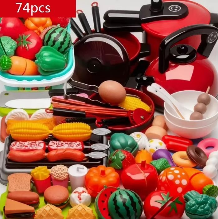 Kids Girl Cooking Kitchen Toy Set – Pretend Play Cooking & Fruit Cutting Utensils