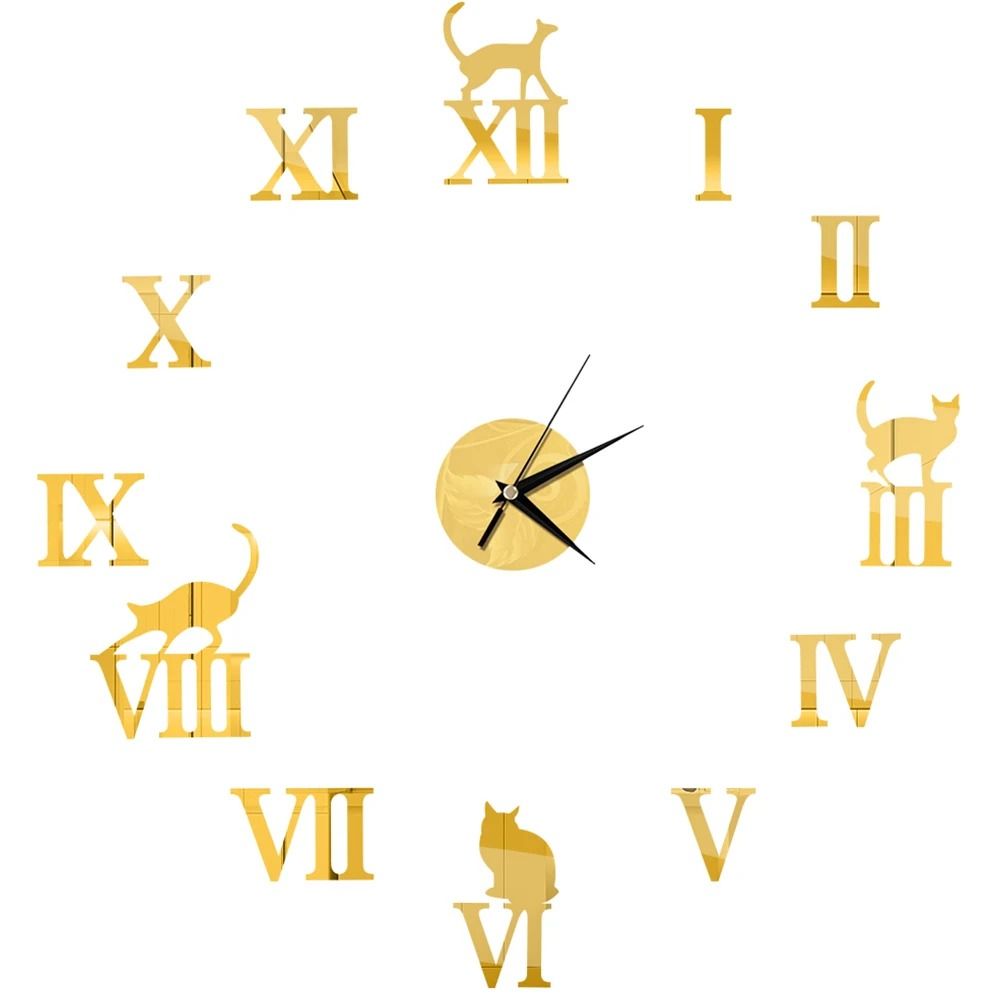 DIY Mirror Wall Clock Sticker Frameless Modern Large Wall Clock Decor