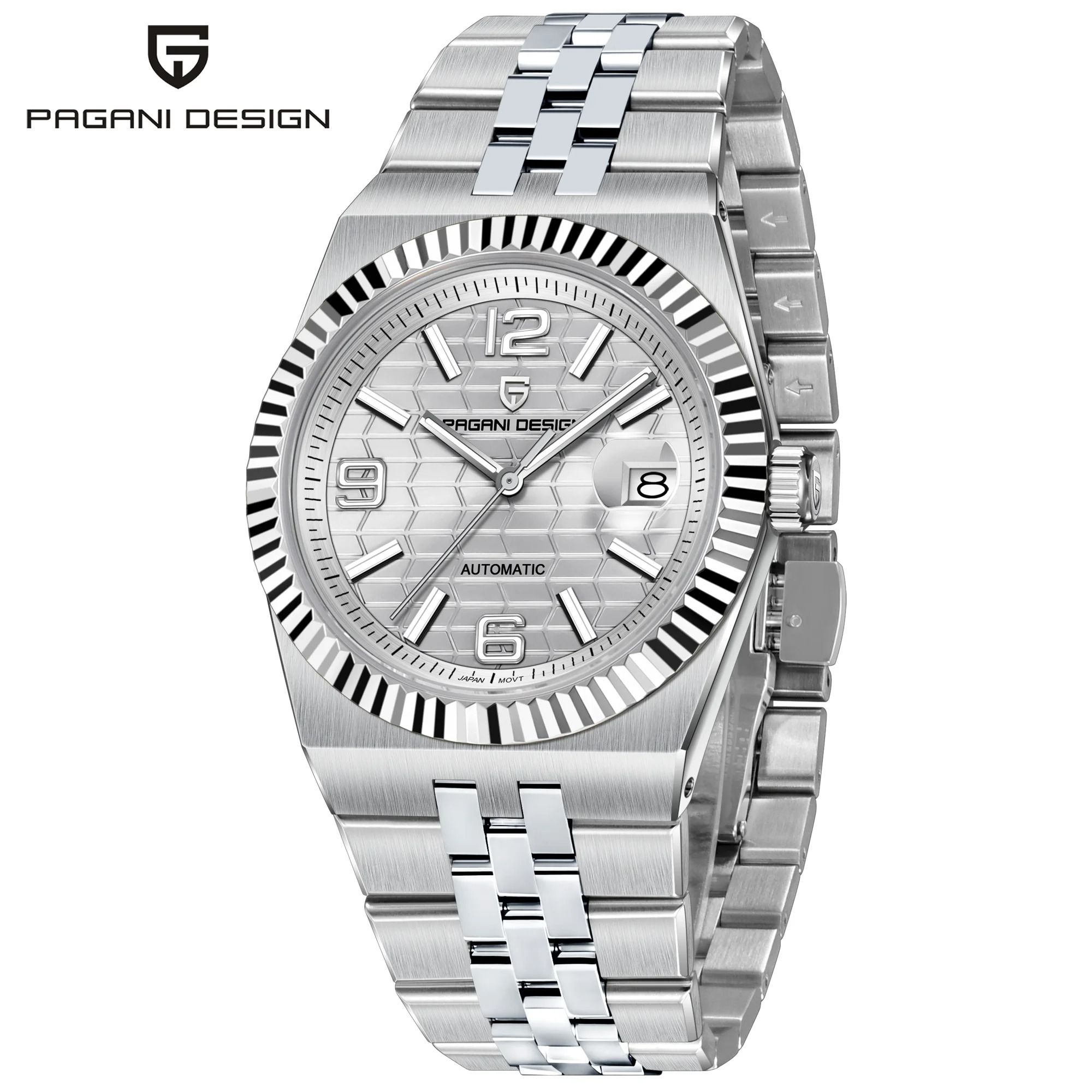 3D Rhombus Dial Automatic Watch – High-Precision Mechanical Stainless Steel Timepiece