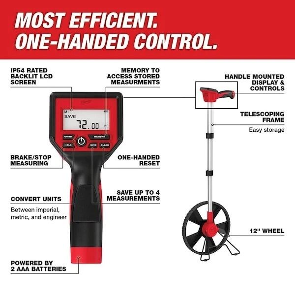 Digital Measuring Wheel with Backlit Screen and One Hand Control