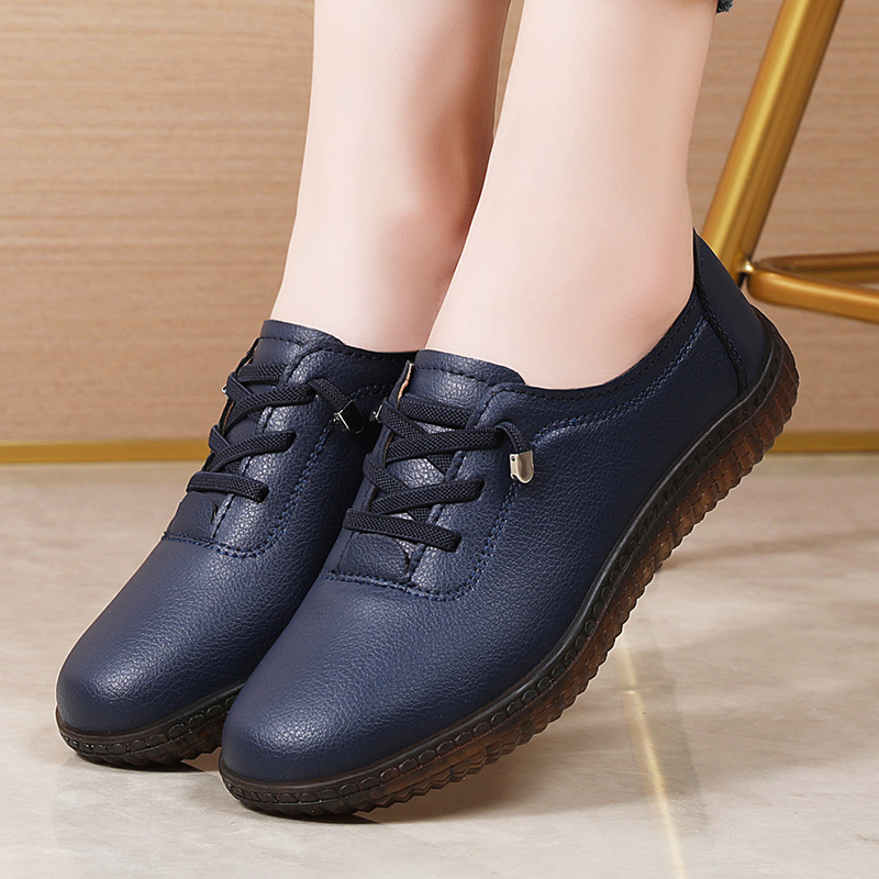 Womens Genuine Leather Fashionable Casual Walking Loafers, Lightweight Sports Shoes for All-Day Wear