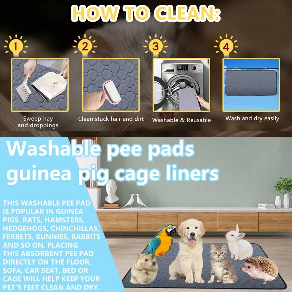Washable Non Slip Small Animal Cage Liner Pad