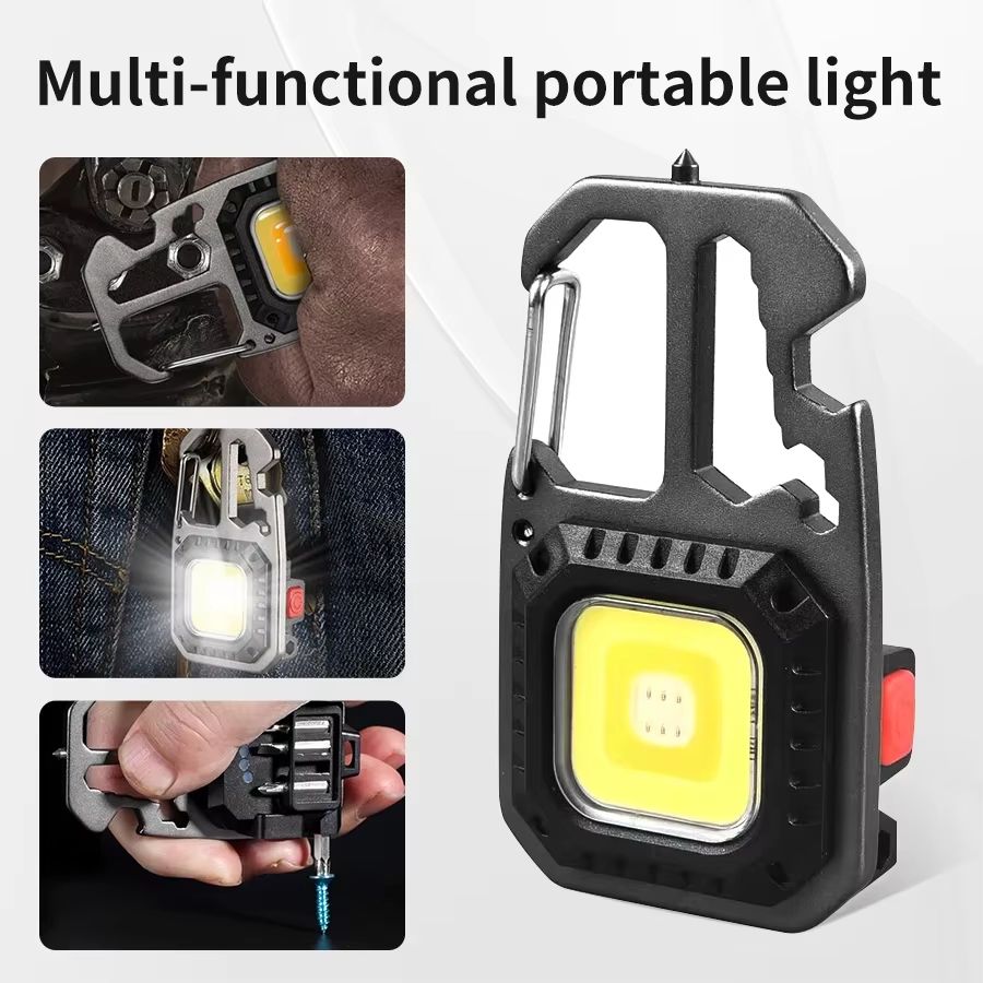 Ultra Small Rechargeable COB Keychain LED Light with Multi-Function Tools