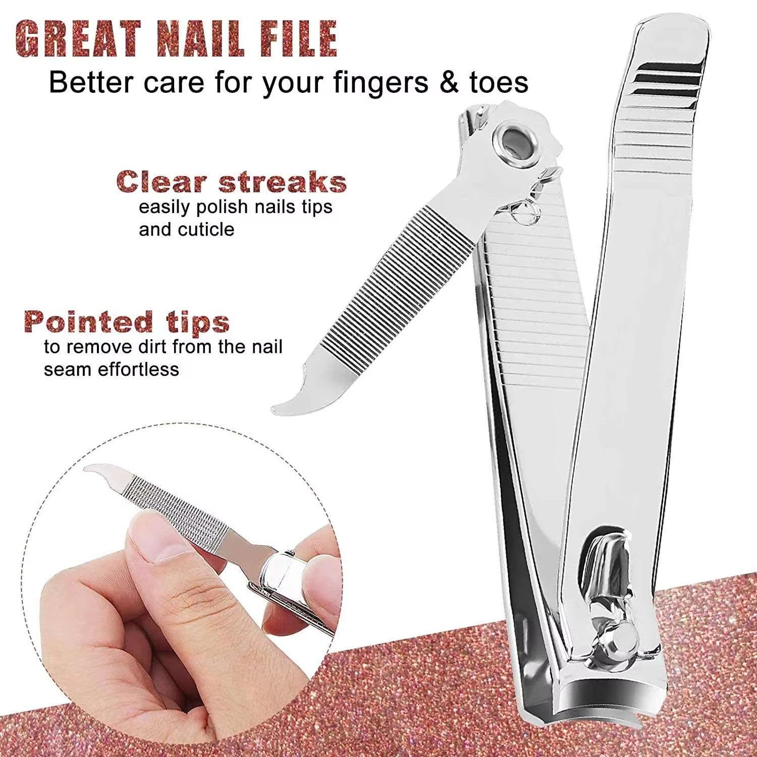 PrecisionEdge Premium Stainless Steel Nail Clipper Set with Built-In Nail File (2-Piece)