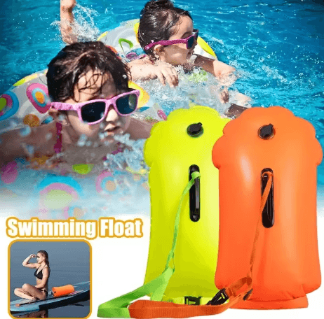 Inflatable Swim Buoy Dry Bag Towable Waterproof Safety Bucket for Swimming and Water Sports