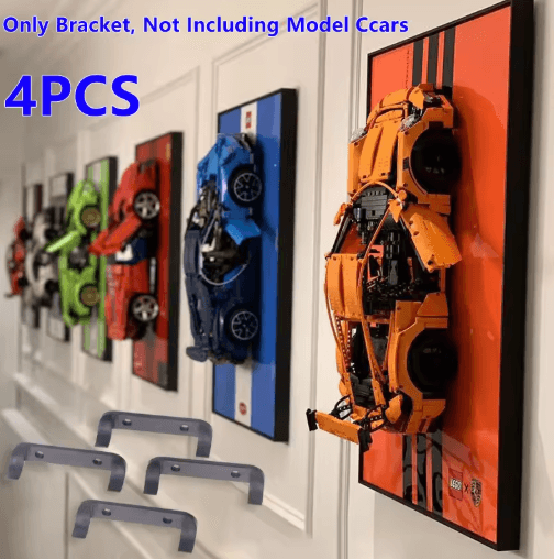 4PCS Wall Mounted Car Model Display Rack Wheel Hanging Holder for MOC and Toy Cars