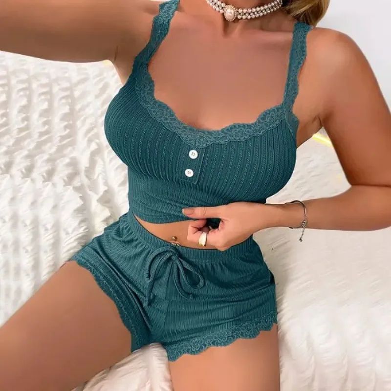Luxury Summer Women Pajama Set – Breathable Sleepwear Lounge Pants & Top Set