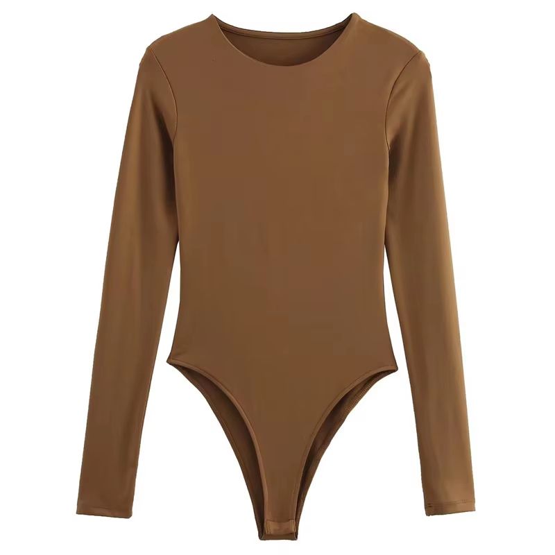 HXAO Sculpt Fit Women's Long Sleeve Spandex Bodysuit with Thong Cut