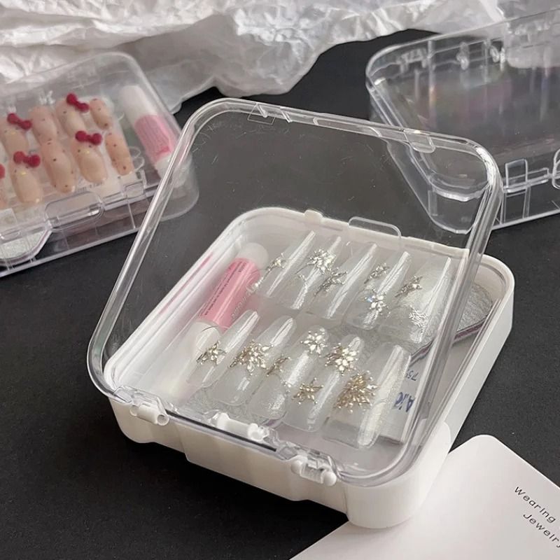 Double Layer Transparent Nail Storage Box With Dust Proof Seal
