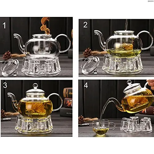 High Quality Heat Resistant Glass Tea Pot Practical Bottle Flower Tea Cup Glass Teapot with Infuser Tea Leaf Herbal