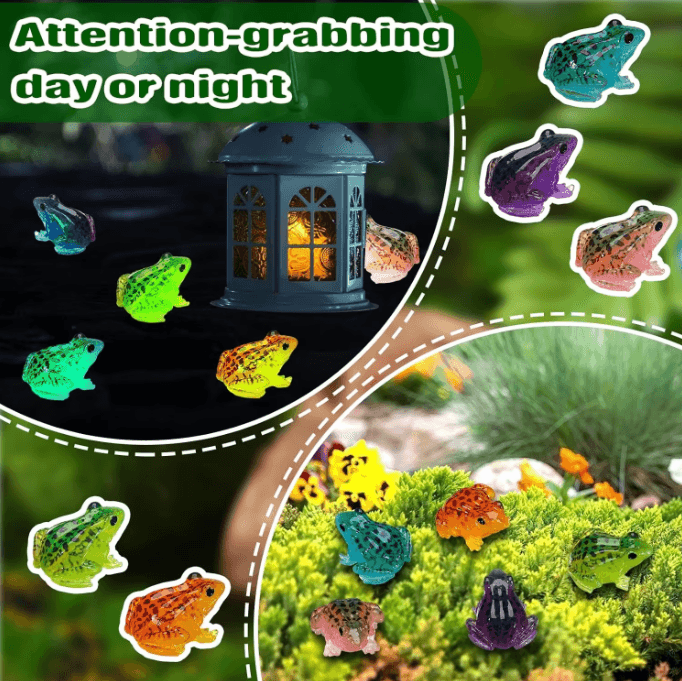 Luminous Mini Frog Figurines Set – Glow-in-the-Dark Resin Frogs for Fairy Garden & DIY Terrarium Decor