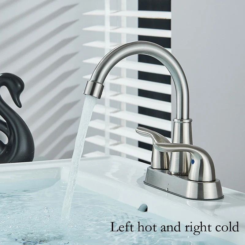 Wanmivezlo basin faucet Brass Double Handle Hot and Cold Water Wash Basin Tap