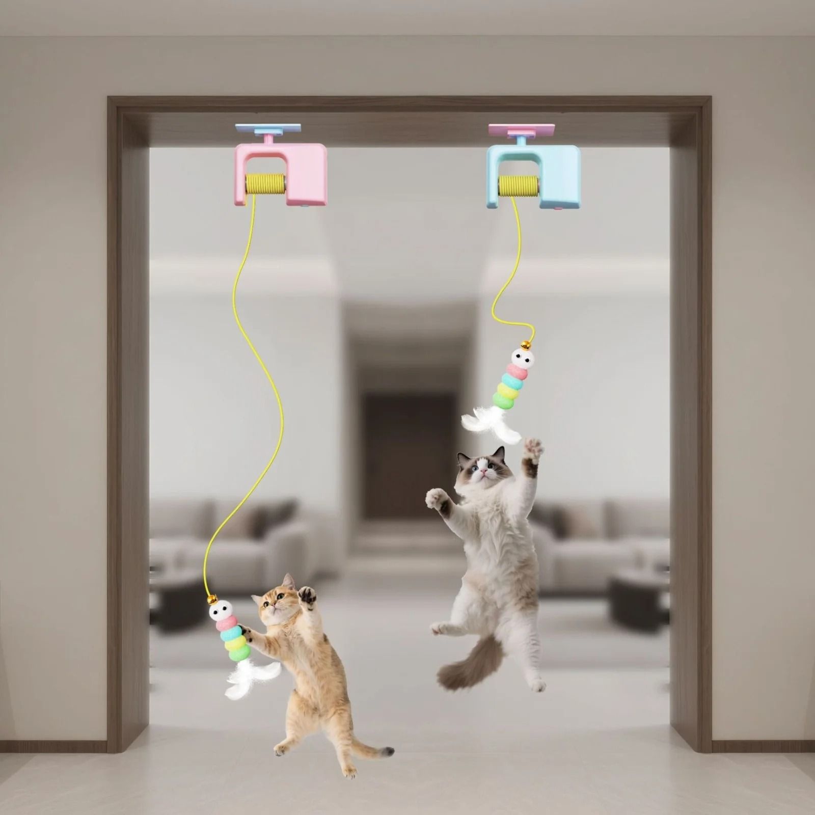 Electric Interactive Cat Toy Automatic Flying Bird Teaser with Elastic Rope