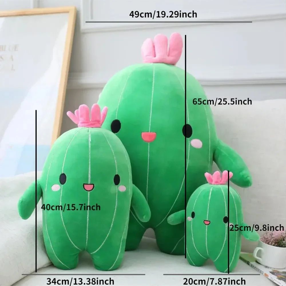 Kawaii Cactus Plush Pillow - Soft Stuffed Plant Pillow for Cozy Home Decor