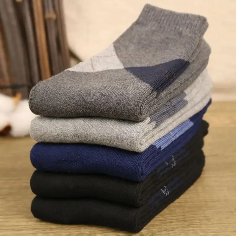 Mens Thick Fleece Lined Winter Socks 5 Pairs Keep Warm Long Socks