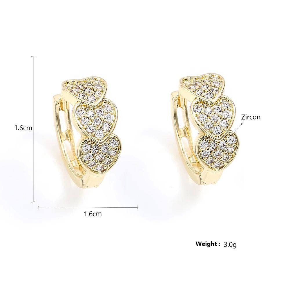 Triple Heart Cubic Zirconia Hoop Earrings