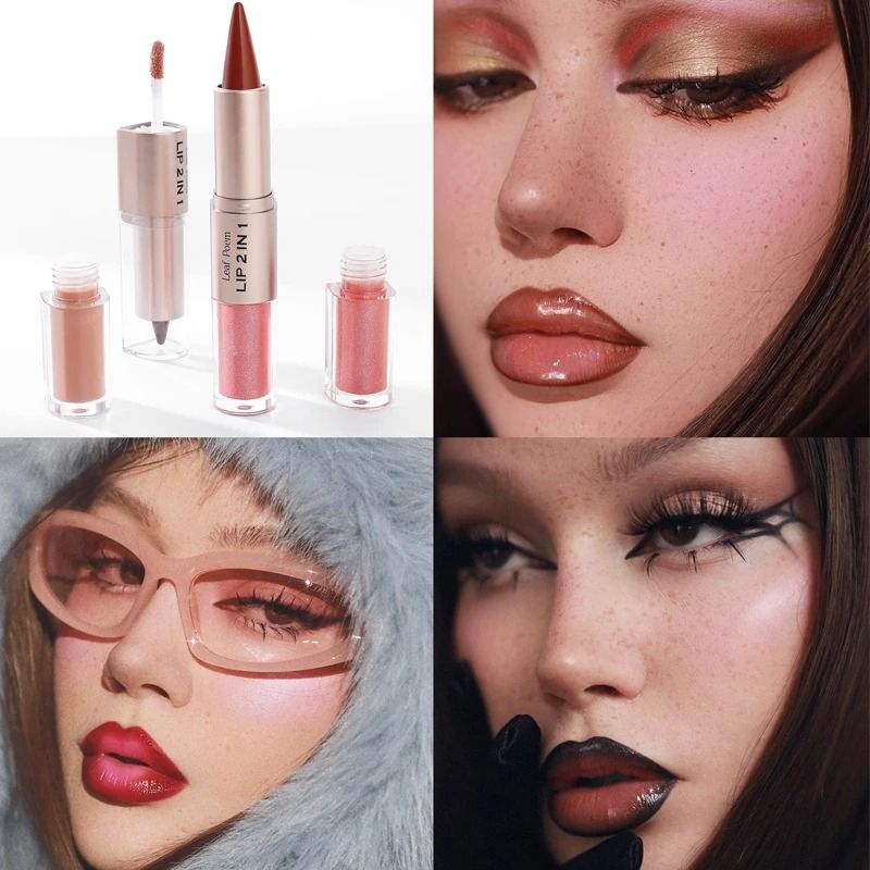 2-in-1 Plumping Lip Contour & Glaze | Double-Head Crystal Lip Gloss Set
