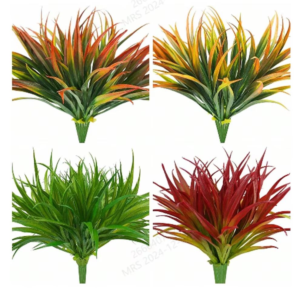 UV Resistant Artificial Outdoor Plants Set Tall Grass Tropical Faux Greenery Decor