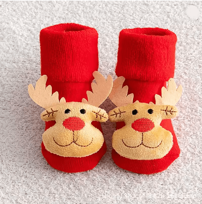 CozySnow Christmas Baby Socks Warm Knitted Snowman and Deer Mid Socks