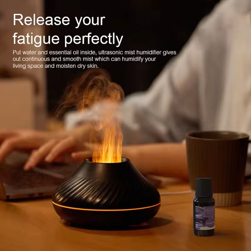 Volcanic Flame Aroma Diffuser and Essential Oil Humidifier with Night Light