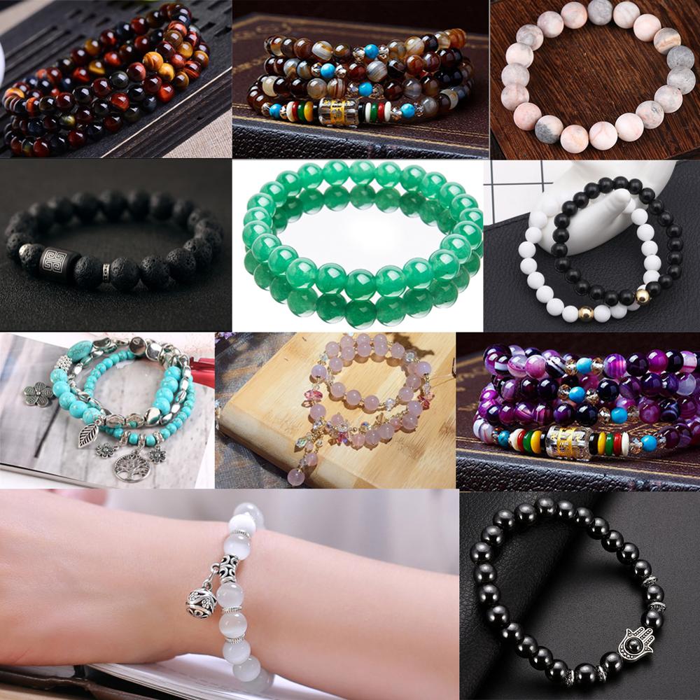Natural Round Tiger Eye Amazonite Lava Turquoises Agates Jaspers Garnet Spacer Loose Stone Beads for Handmade Bracelets