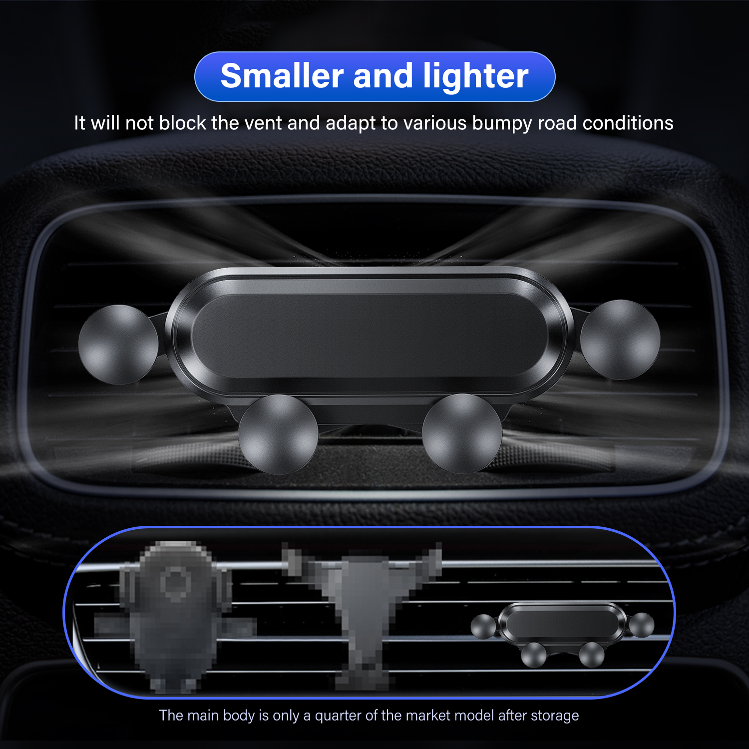 Gravity Car Phone Holder Air Vent Mount with Auto Clamp and Rotation