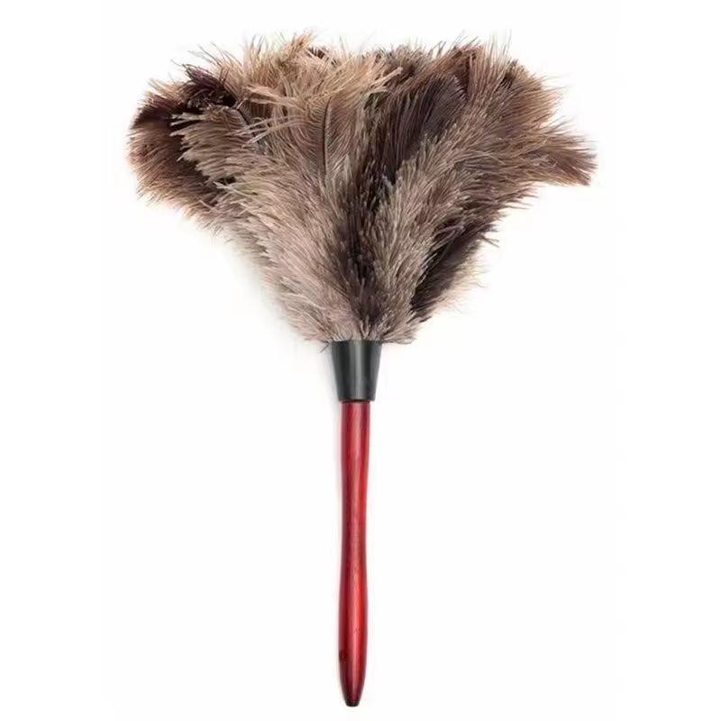 Premium Wooden-Handle Ostrich Feather Duster – Anti-Static Home Dust Brush