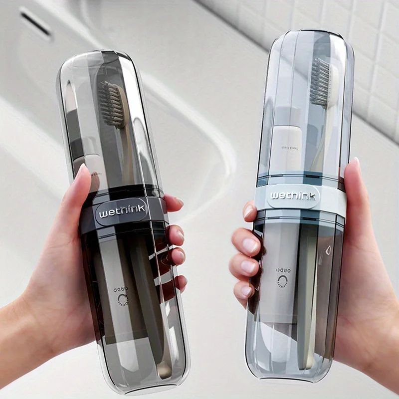 Portable Toothbrush Storage Box & Mouthwash Cup Travel Toiletry Set