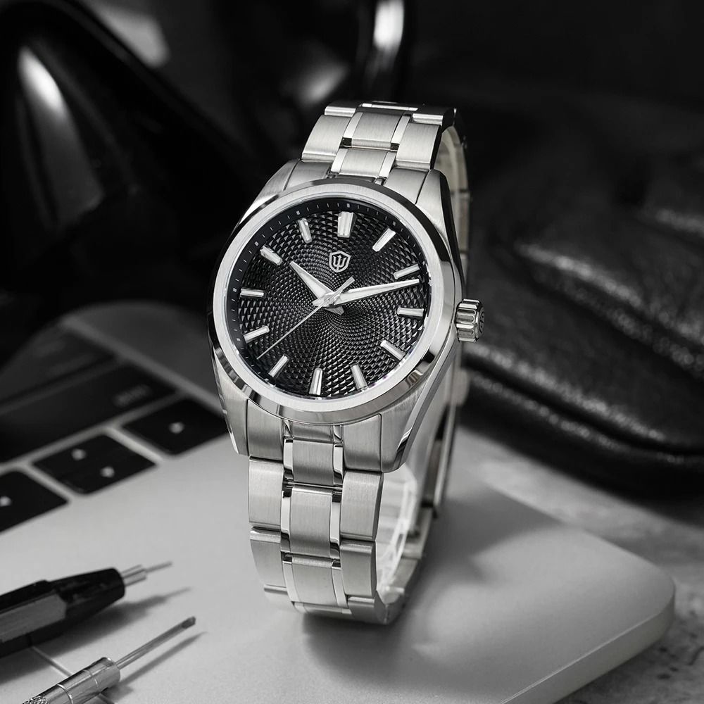 Guilloche Dial Quartz Watch – High-Precision Sweep Movement Luxury Timepiece