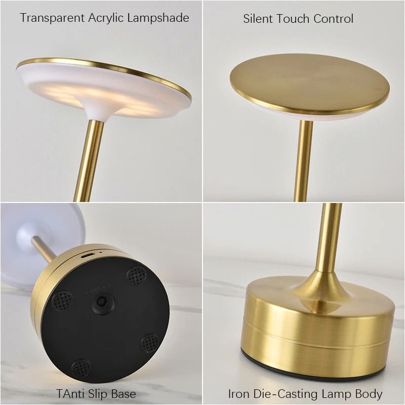 Rechargeable LED Touch Table Lamp with Three Tone Lighting and Infinite Dimming