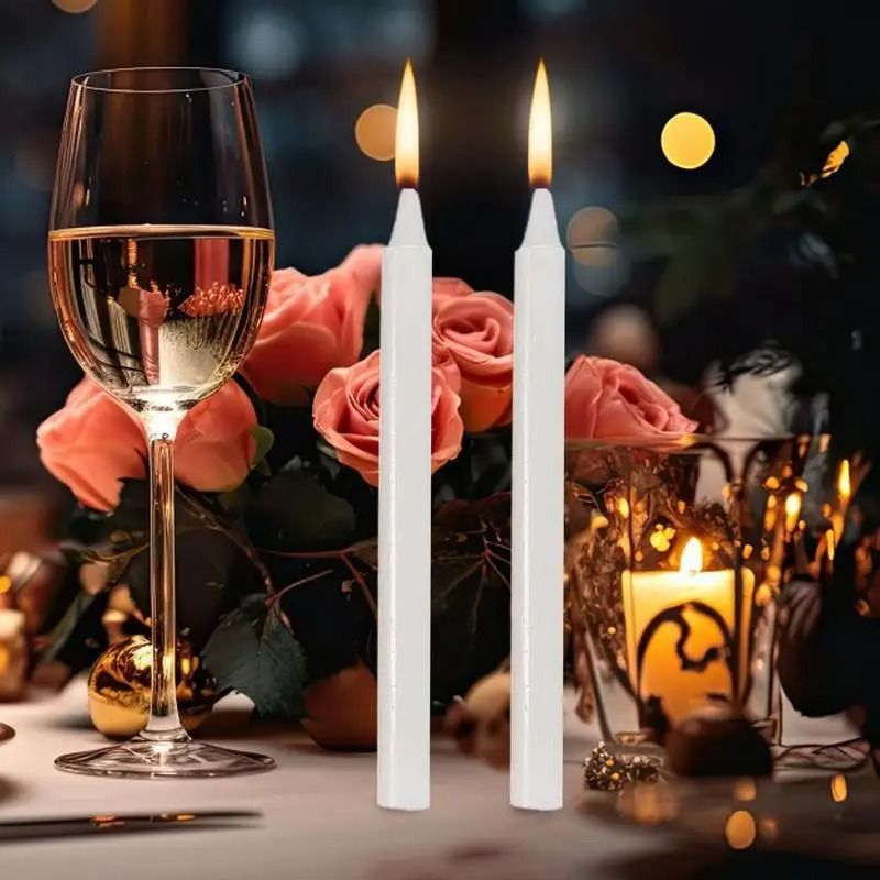 10PCS Natural Wax Unscented Taper Candles Professional Survival & Celebration Support System
