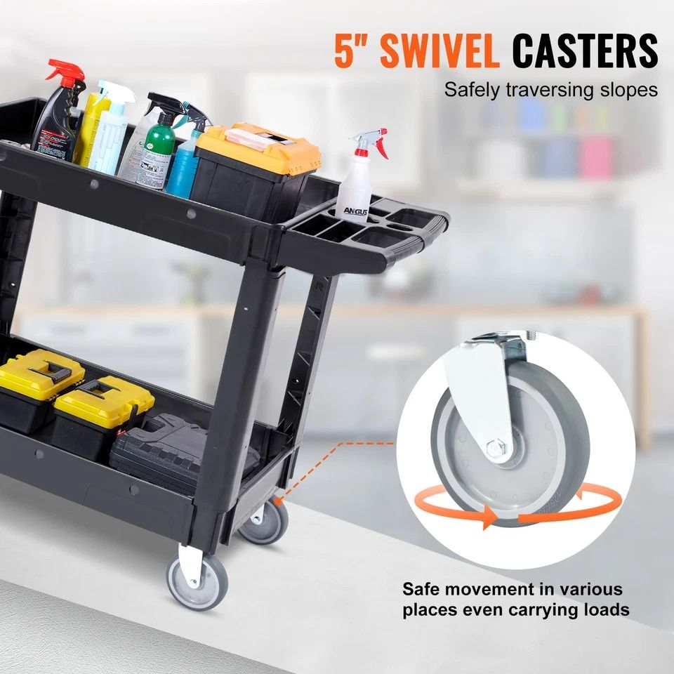 Utility Service Cart with Swivel Wheels Rolling Cart