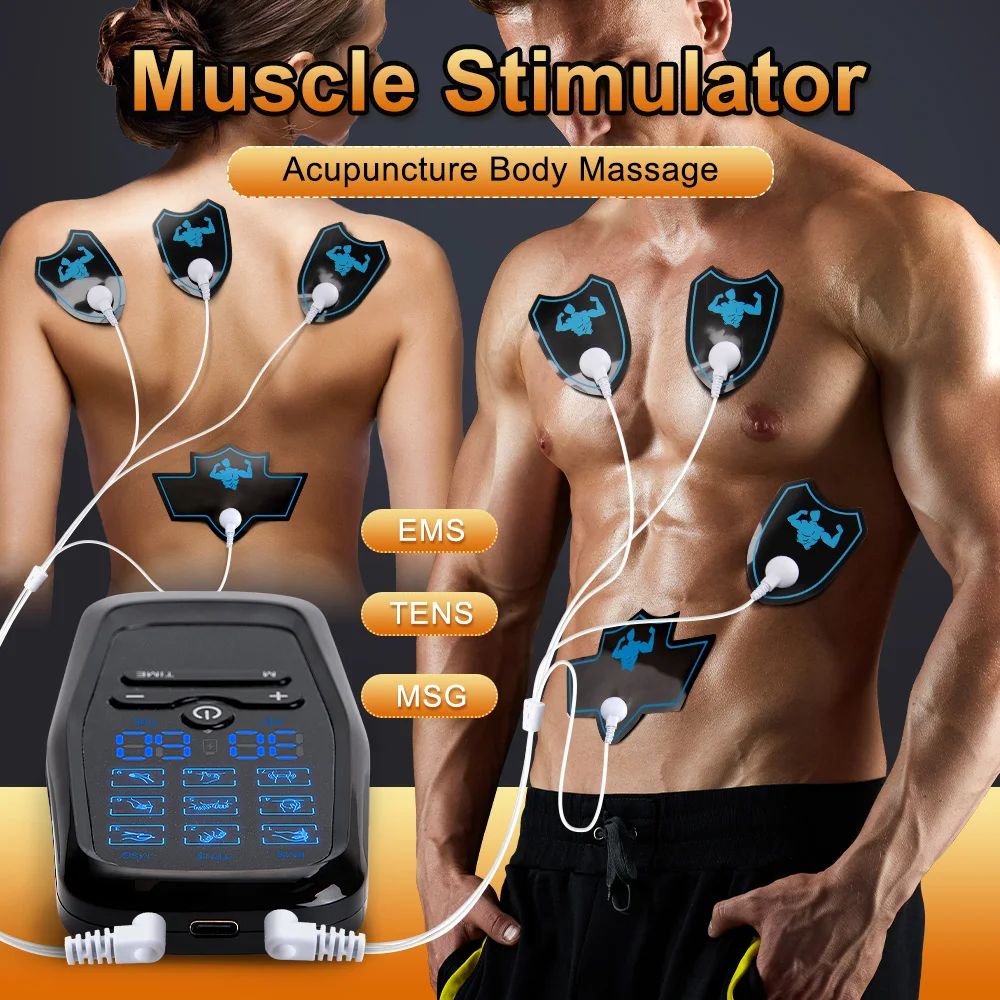 Electric Muscle Stimulator & TENS EMS Therapy Device – 9-Mode Digital Physiotherapy Pulse Stimulator