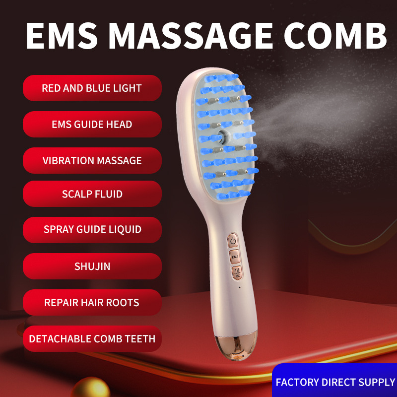 Hair Growth Scalp Massager, EMS Red Light Therapy Brush, Anti Hair Loss Essential Oil Meridian Comb, USB Hair Treatment