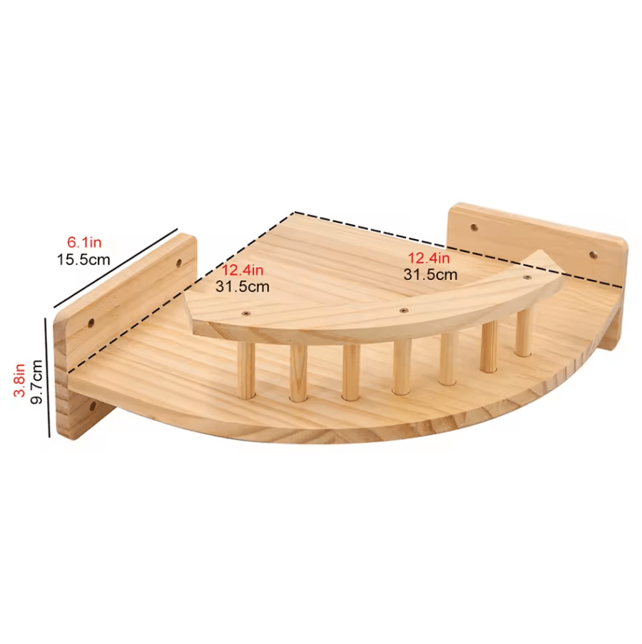 Wall Mounted Wooden Cat Climbing Shelves with Sisal Scratching Post Hammock and Pedals