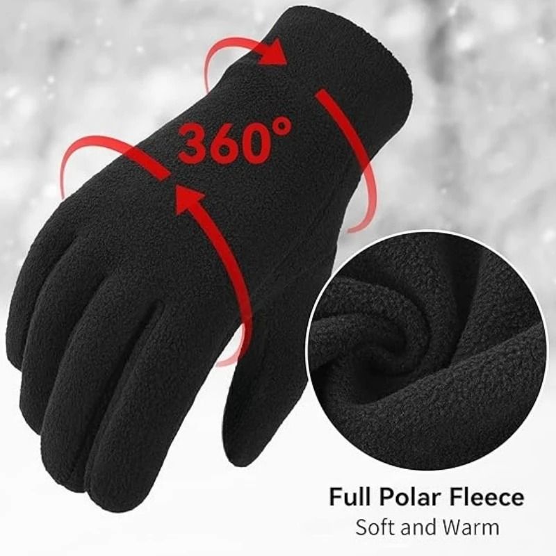 Polar Fleece Thermal Winter Gloves with Touch Screen Support for Cold Weather Running and Hiking
