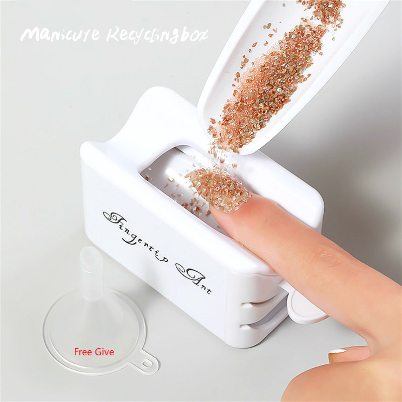 Professional Double Layer Glitter Powder, Drill Nail Art Storage Box, Portable Jewelry Recycling ContainerManicure Tool